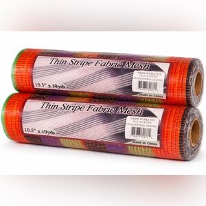 NWT Thin Stripe Fabric Mesh 2 Roll Lot 10.5” x 10 Yards Wreath Supply
